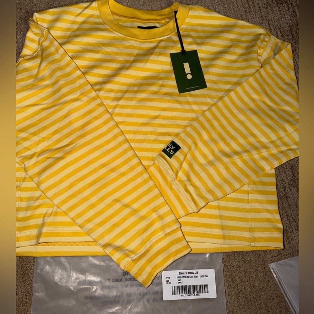 Daily Drills Yellow and White Striped Top